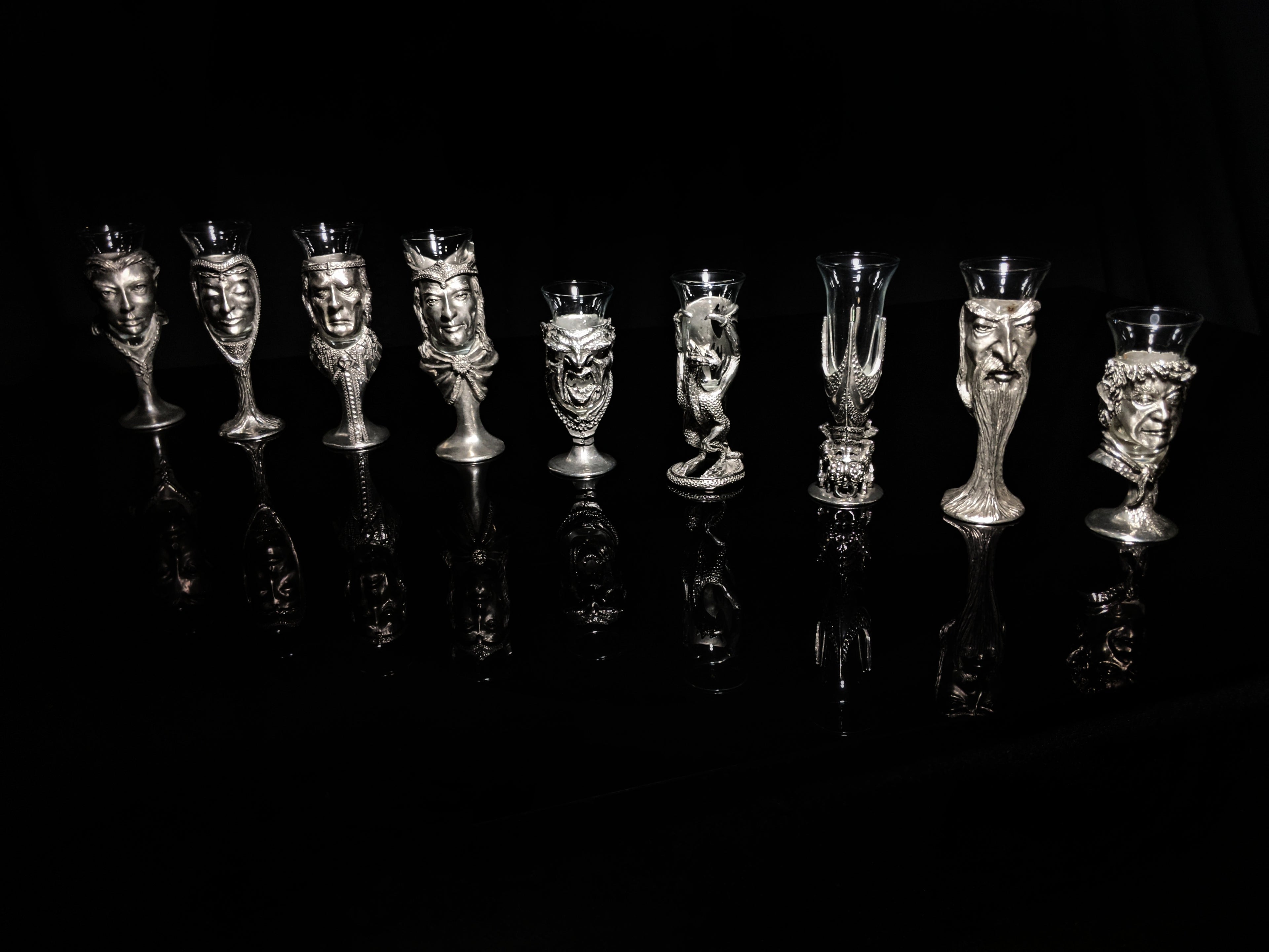 Royal Selangor Lord of Rings  Pewter  Shot Glasses   Set of 9