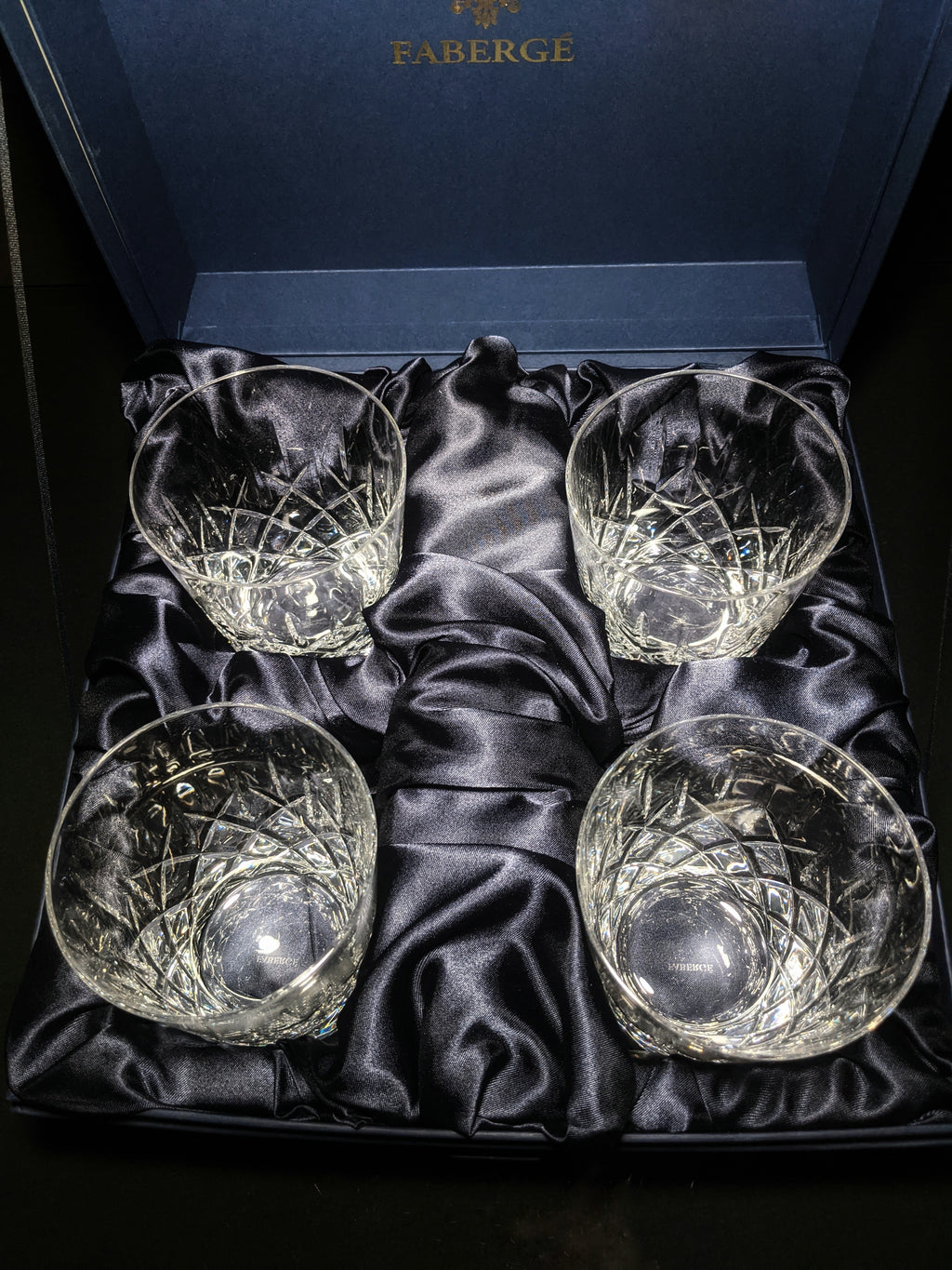 Faberge Crystal Old Fashion Glasses