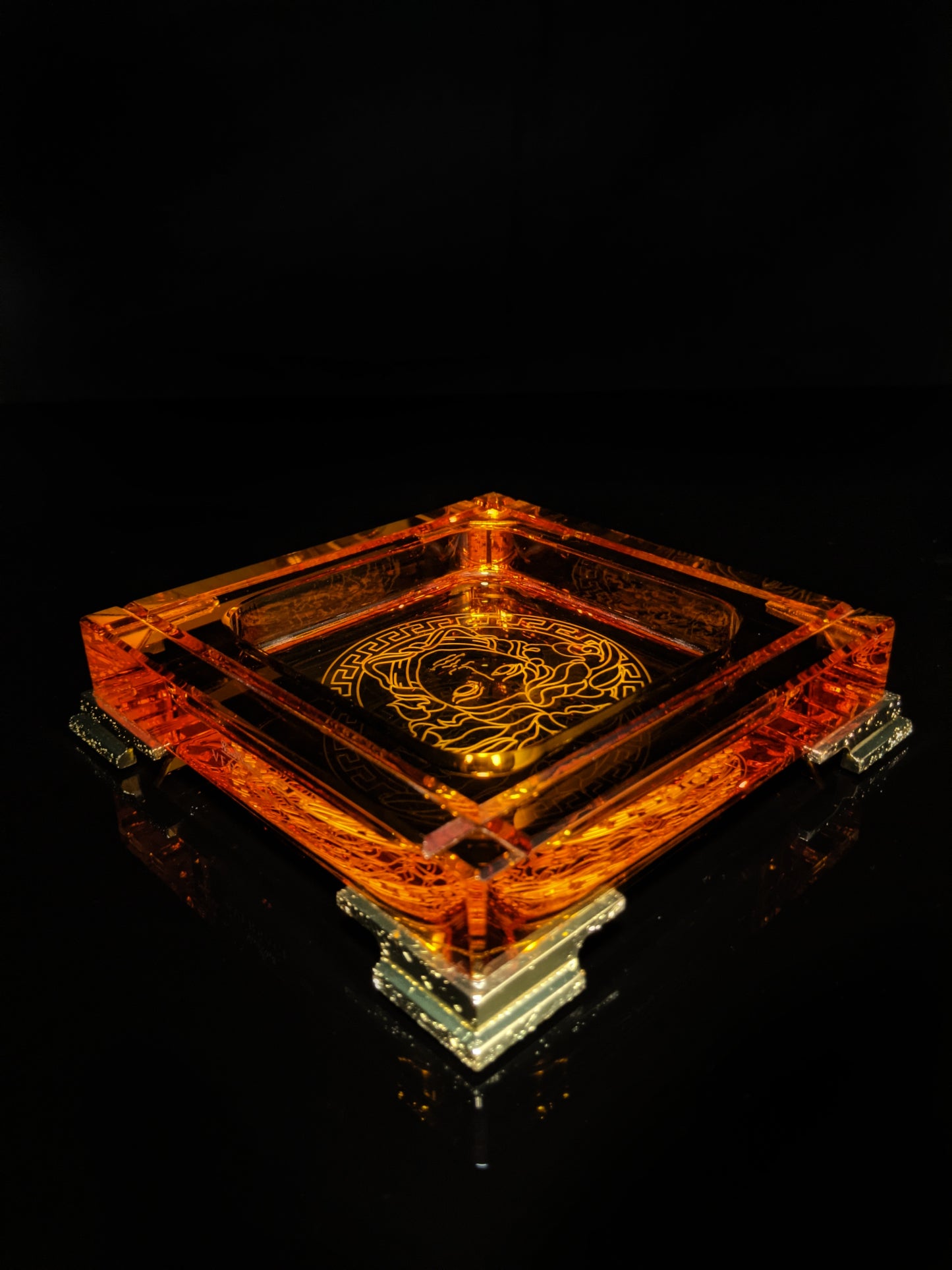 Versace Amber Crystal Ashtray NIB