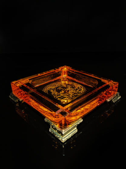 Versace Amber Crystal Ashtray NIB