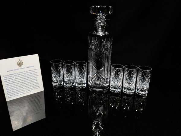 Faberge Monte Carlo  Crystal Vodka Decanter with 6 shot glasses