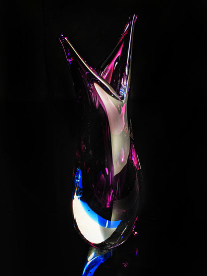 Murano Purple Glass Vase 9" tall