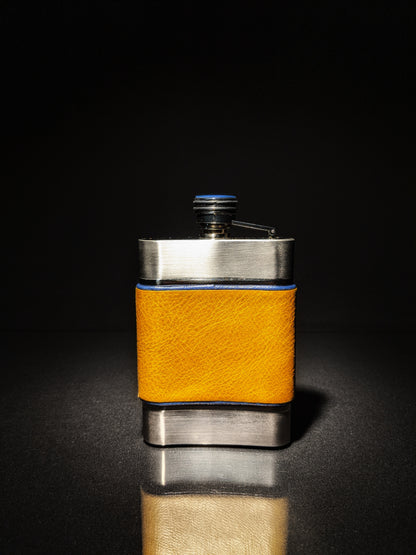 Brizard and Co. The 6 oz Flask - Blue and Camel Color Leather