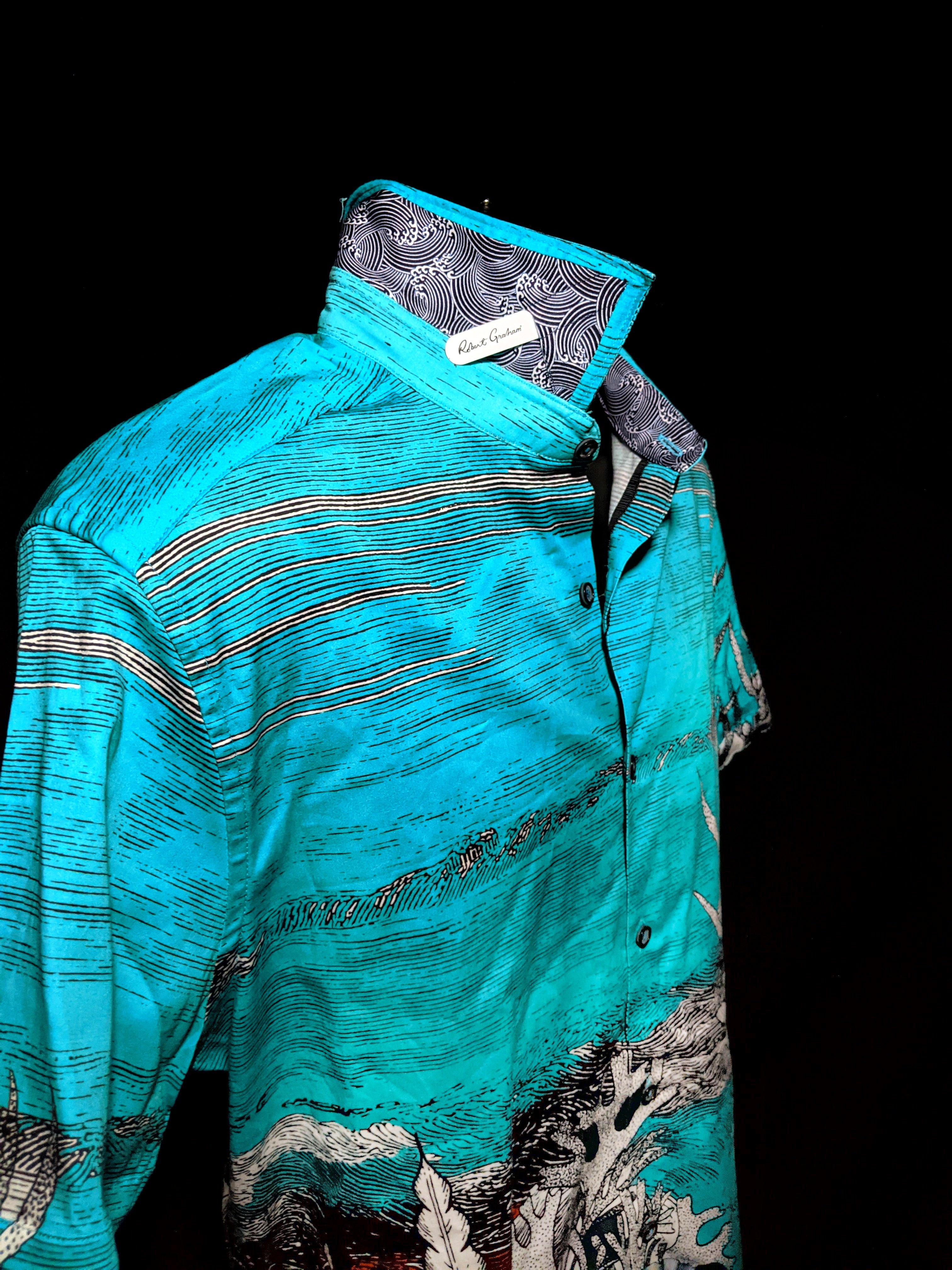 Robert Graham Sea Monster Short Sleeve Shirt Size Large NWTS (Copy)