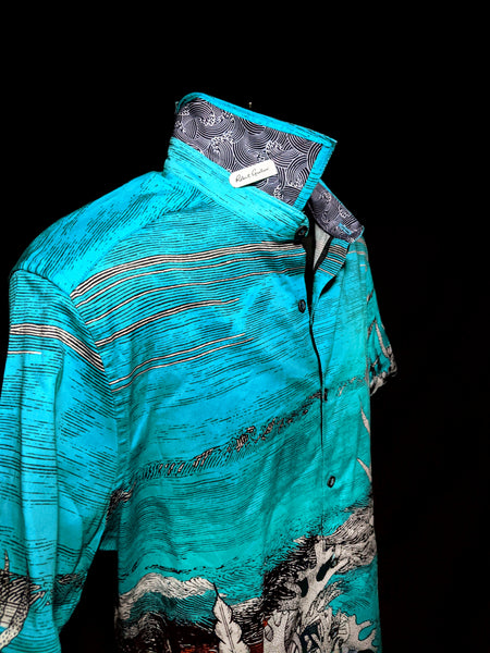 Robert Graham Sea Monster Short Sleeve Shirt Size Large