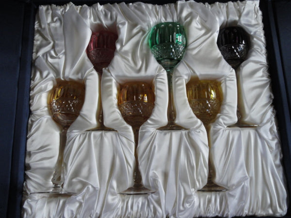FABERGE XENIA IMPERIAL CASED CUT TO CLEAR CRYSTAL GOBLETS  SIGNED