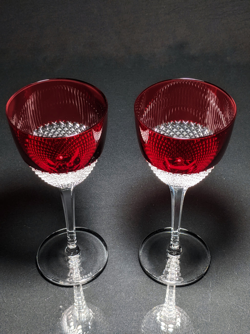 Faberge Crystal Red and Clear Goblets