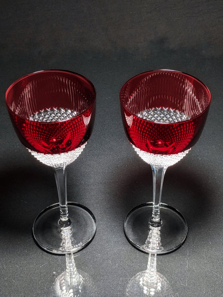 Faberge Crystal Red and Clear Goblets