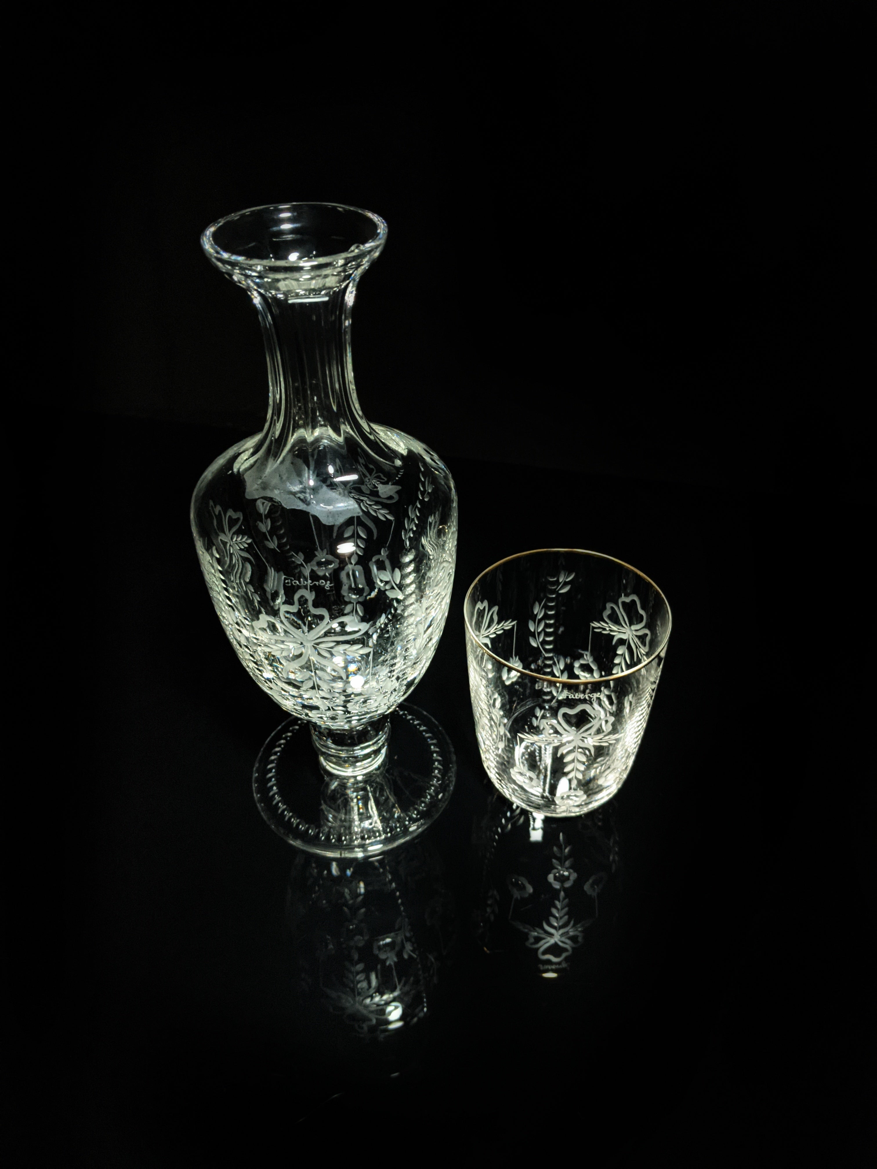 Faberge Crystal Gatchina Palace Carafe Decanter with matching glass NIB