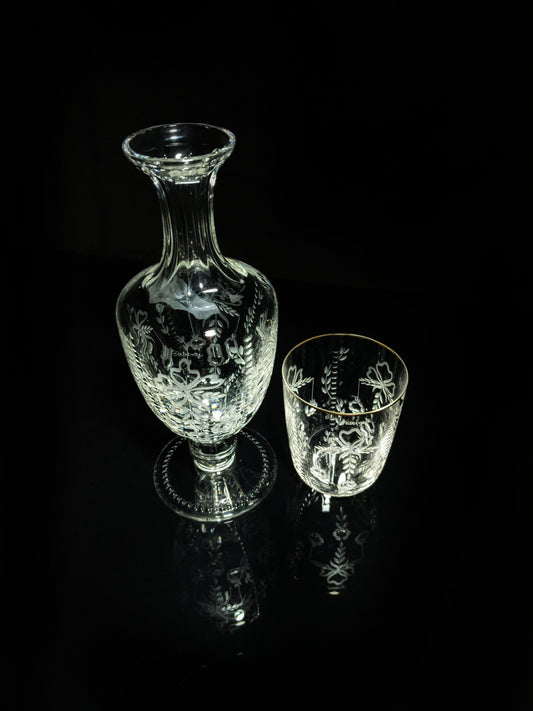 Faberge Crystal Gatchina Palace Carafe Decanter with matching glass NIB