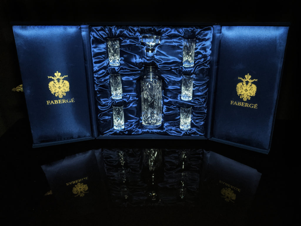 Fabergé Monte Carlo Crystal Vodka Decanter with 6 Shot Glasses
