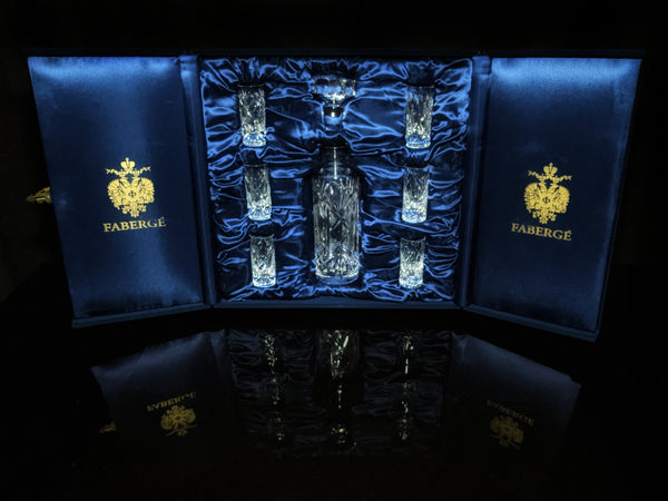 Faberge Monte Carlo  Crystal Vodka Decanter with 6 shot glasses