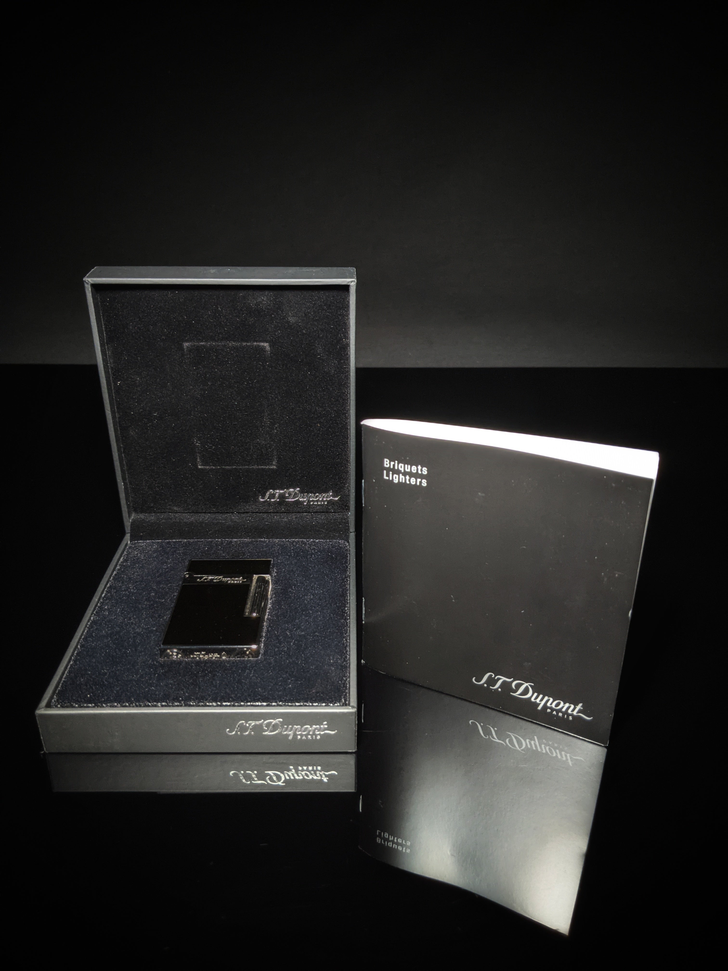 ST Dupont Black Lacquer L2 Lighter Model # 016296