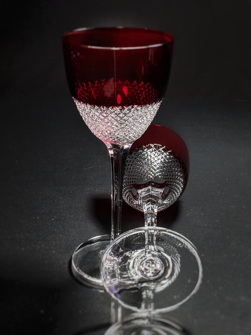 Faberge Crystal Red and Clear Goblets