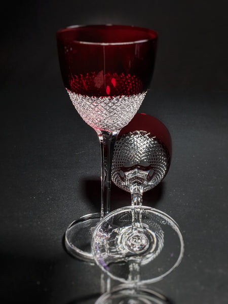 Faberge Crystal Red and Clear Goblets