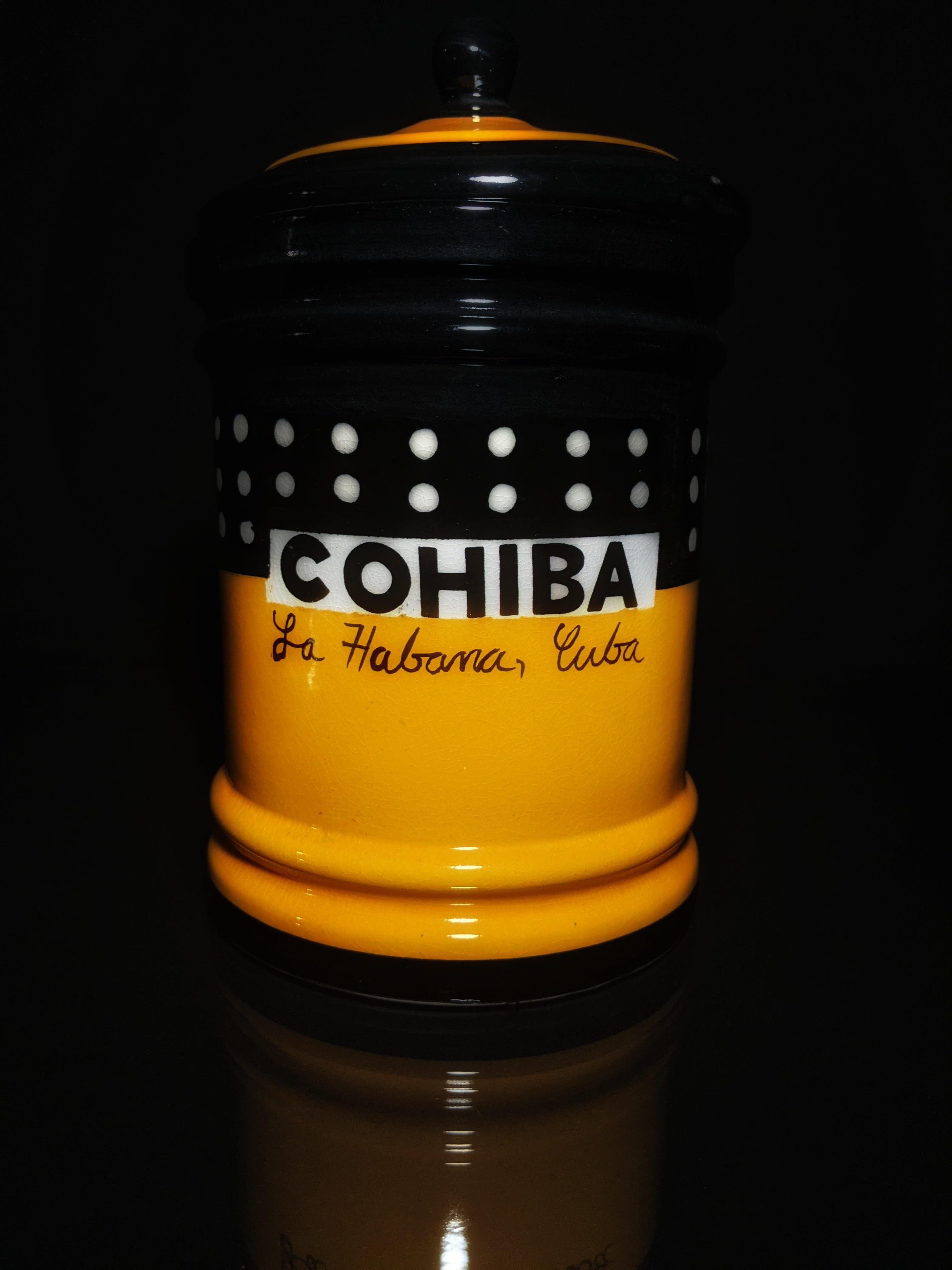 Large Ceramic Humidor Jar 13" H x 7.5" W.