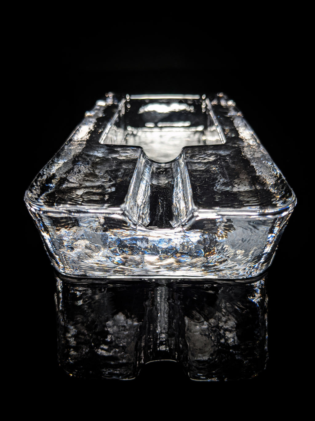 Heavy Clear Glass Cigar Ashtray Measures 7.5" L x 3.5" W x 1.5" H