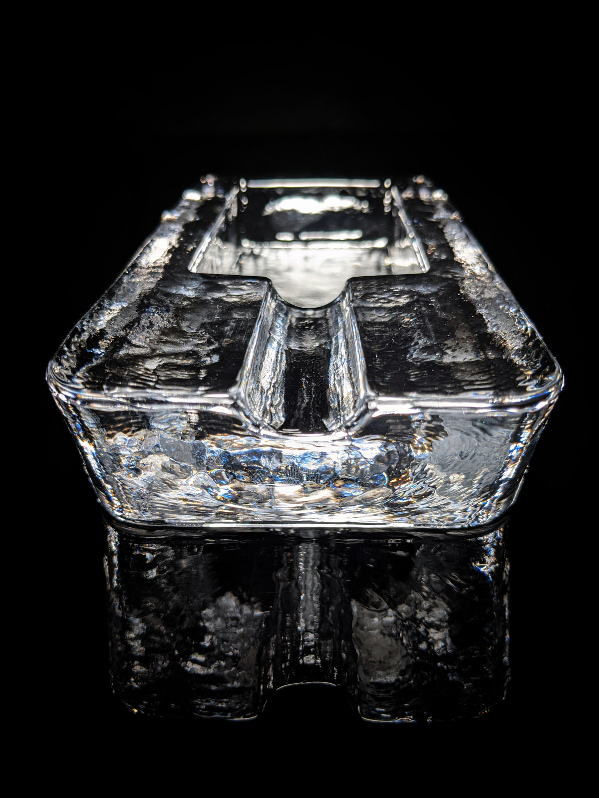 Heavy Clear Glass Cigar Ashtray Measures 7.5" L x 3.5" W x 1.5" H