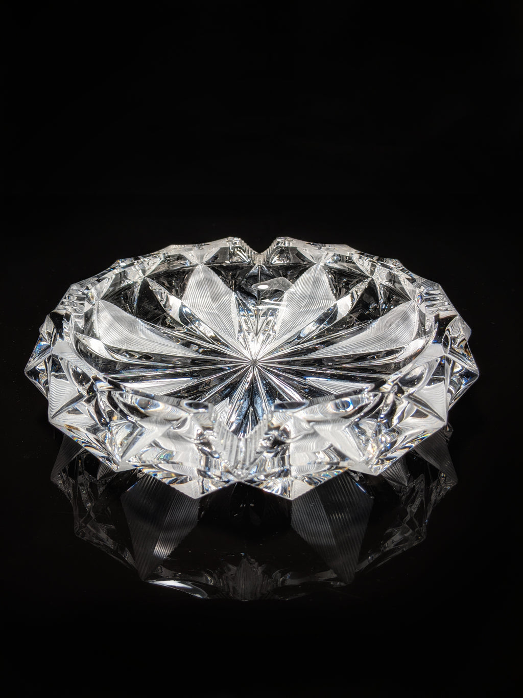 Cut Glass Round Ashtray 8" Diameter