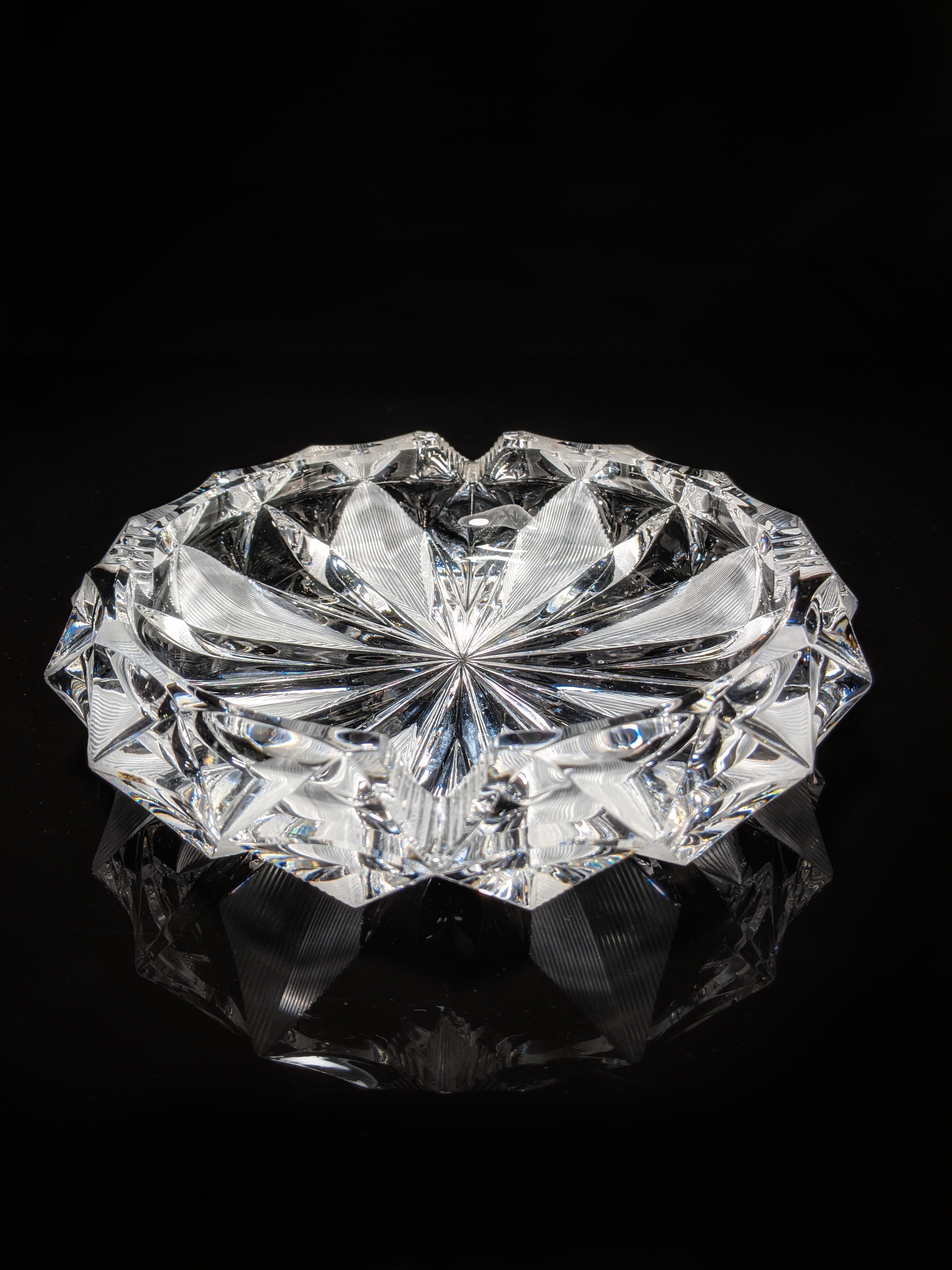 Cut Glass Round Ashtray 8" Diameter