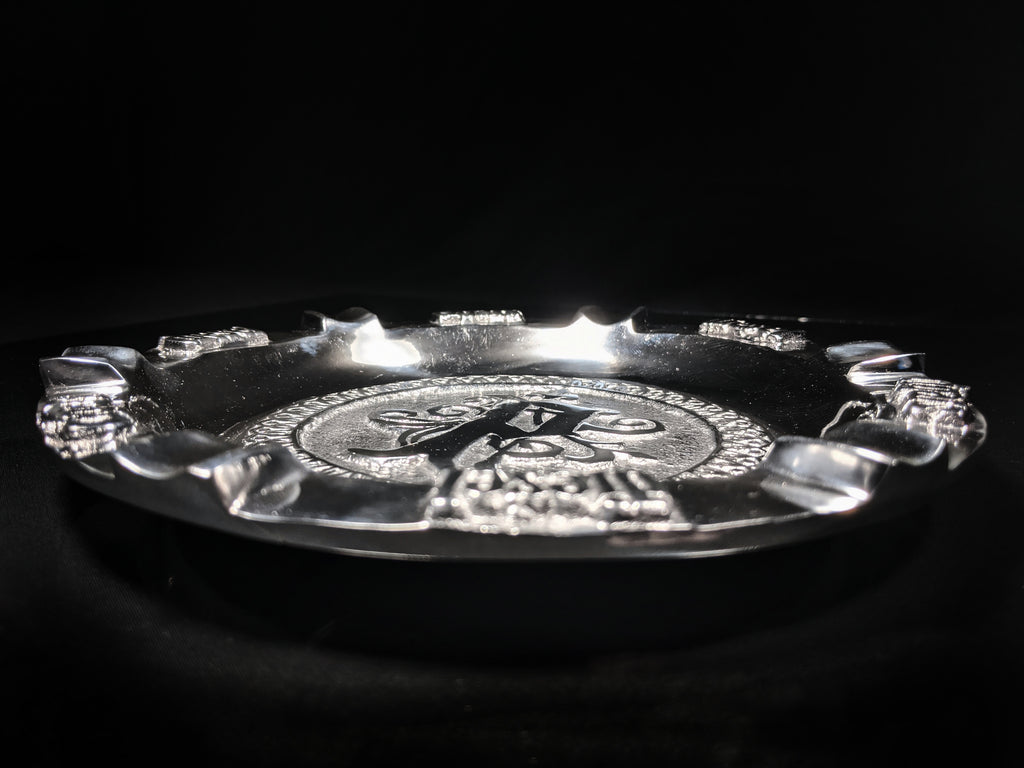 Drew Estates Polished Pewter 9 " cigar ashtray with 5 slots for your cigars