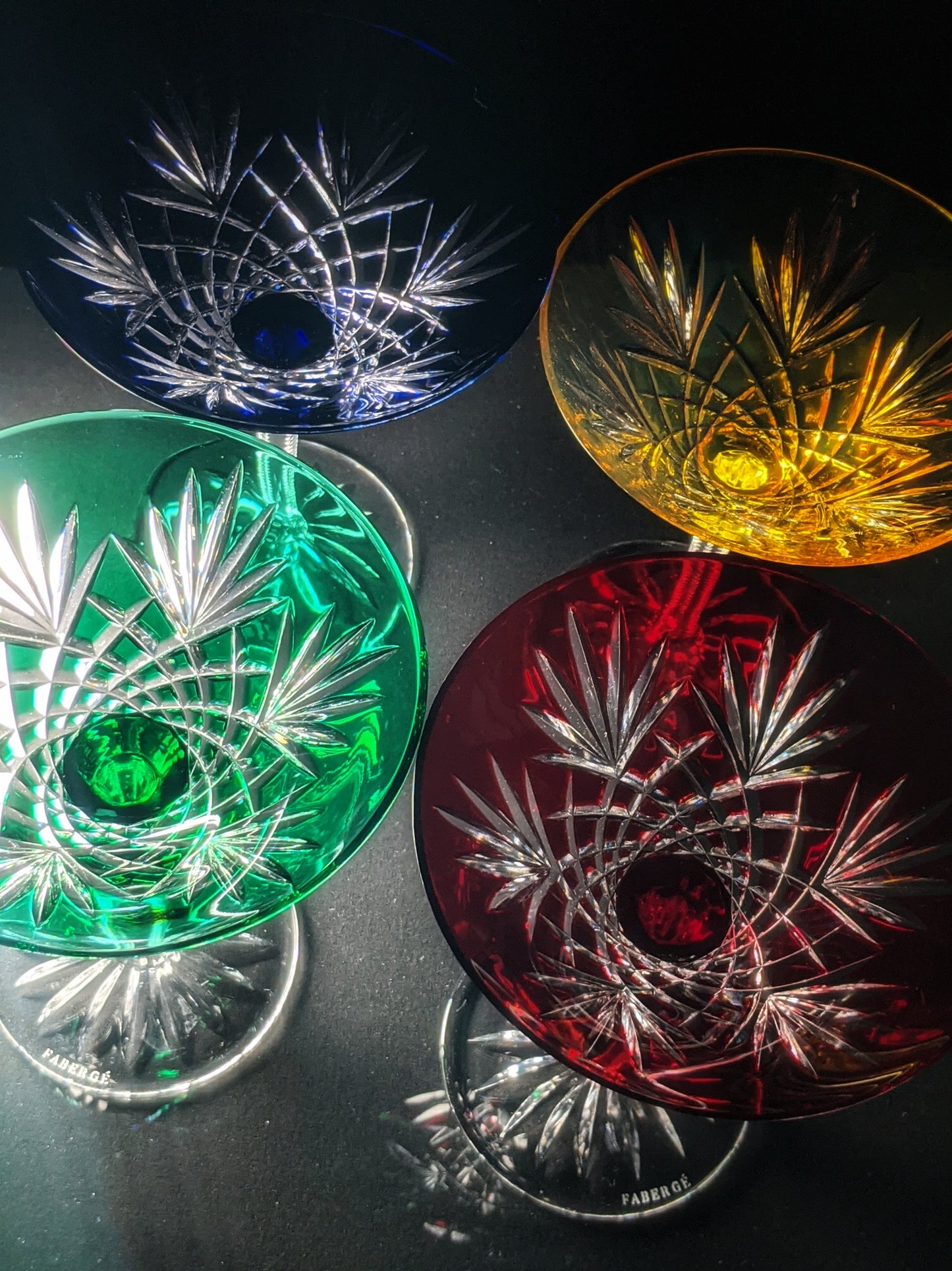 Faberge Crystal Colored Martini Glasses