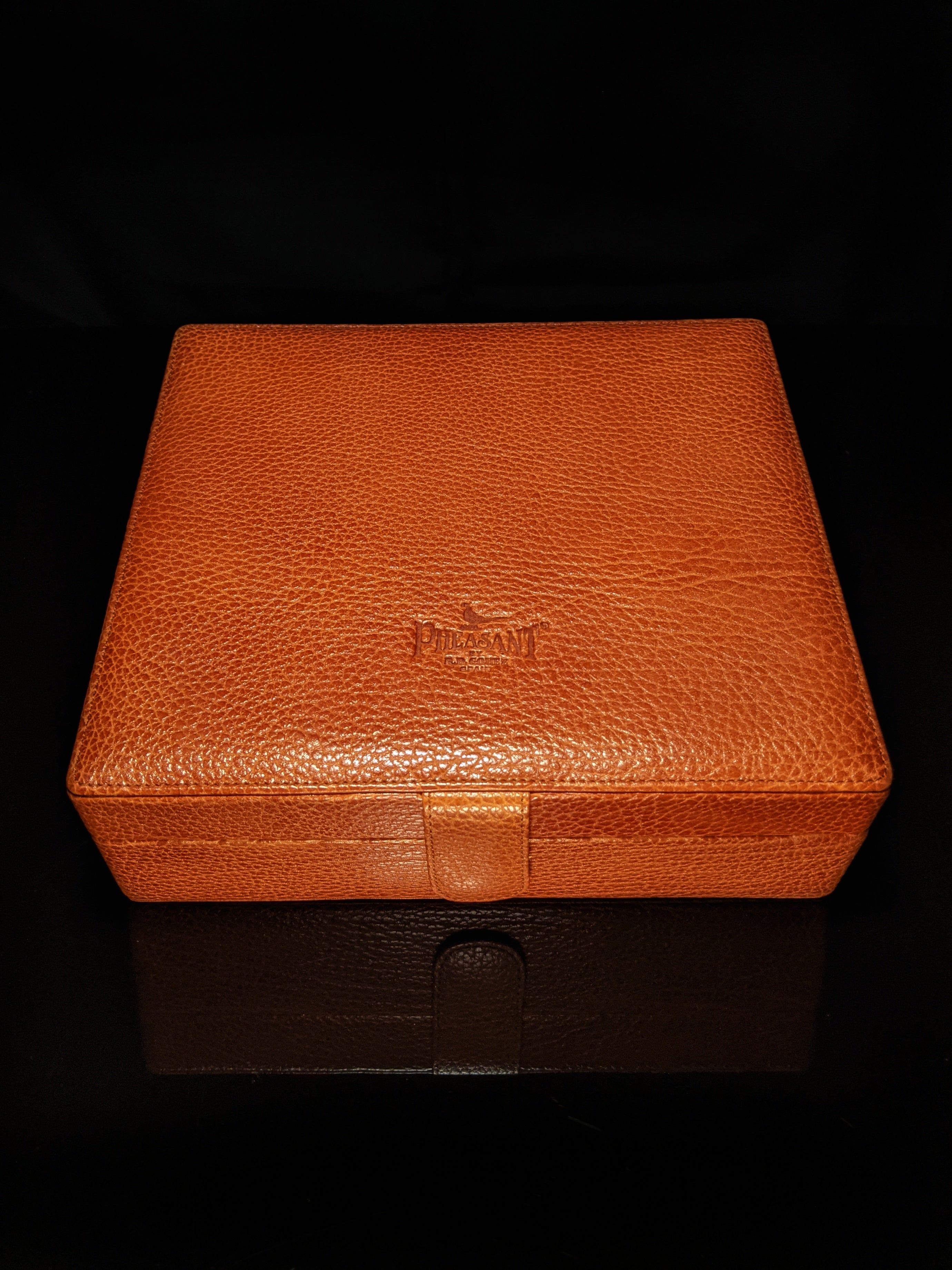 Pheasant Leather Humidor made in Spain by RD Gomez NIB