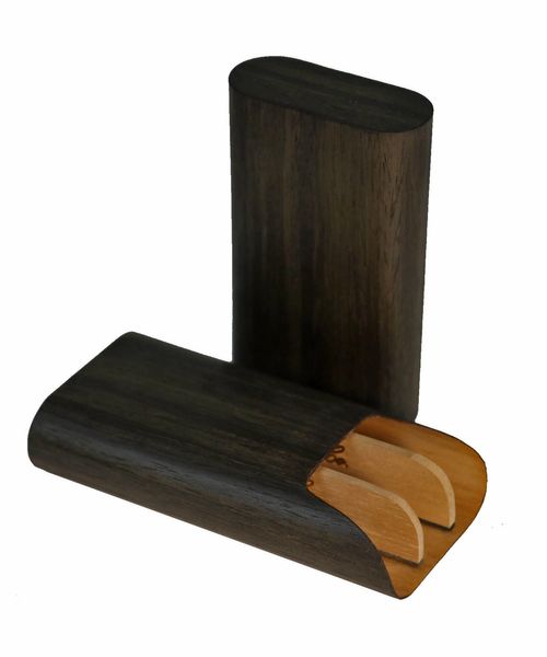 Brizard and Co. "Show Band" 3 Cigar Case - Gunmetal Ebony