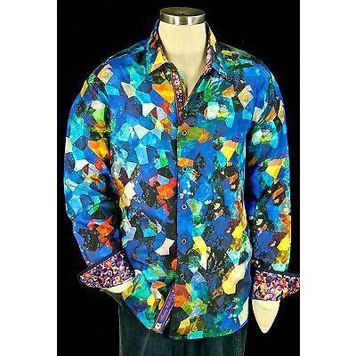 Robert Graham Caribbean Gemstone Print Embroidered Shirt — Medium