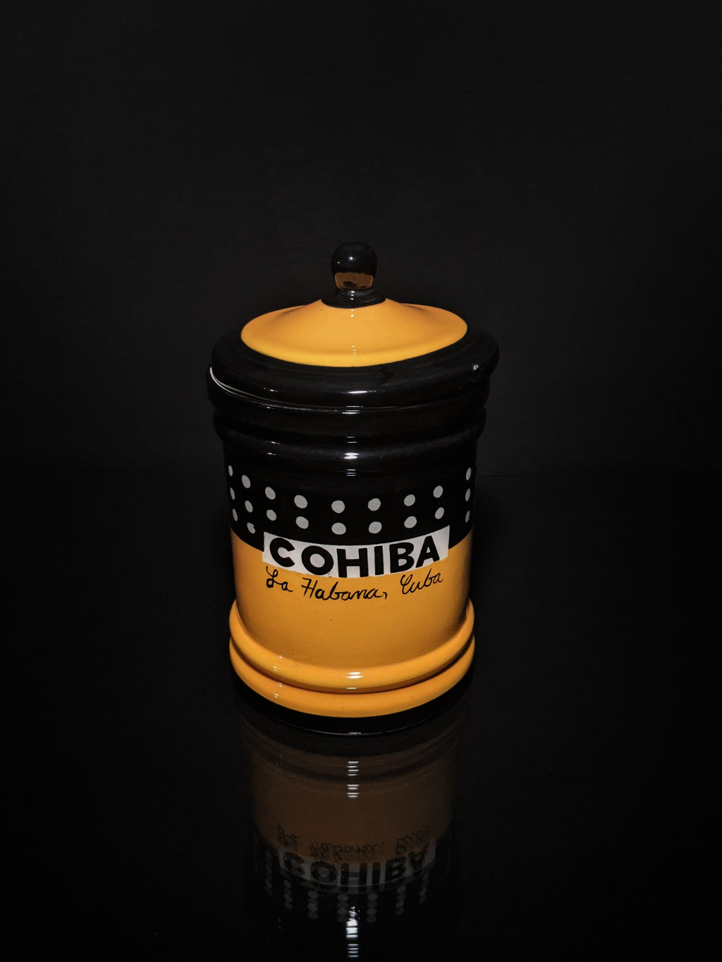 Large Ceramic Humidor Jar 13" H x 7.5" W.
