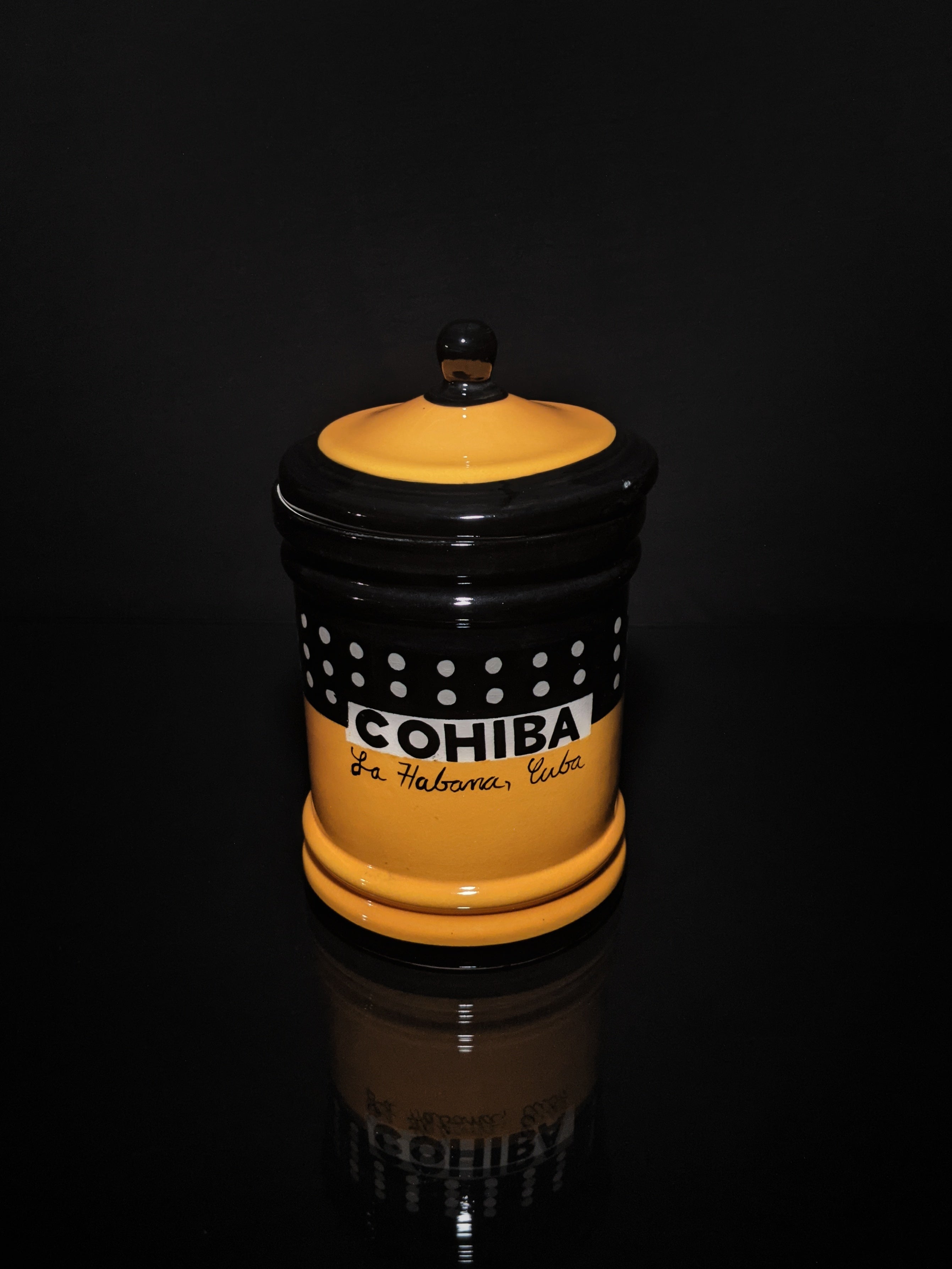 Large Ceramic Humidor Jar 13" H x 7.5" W.