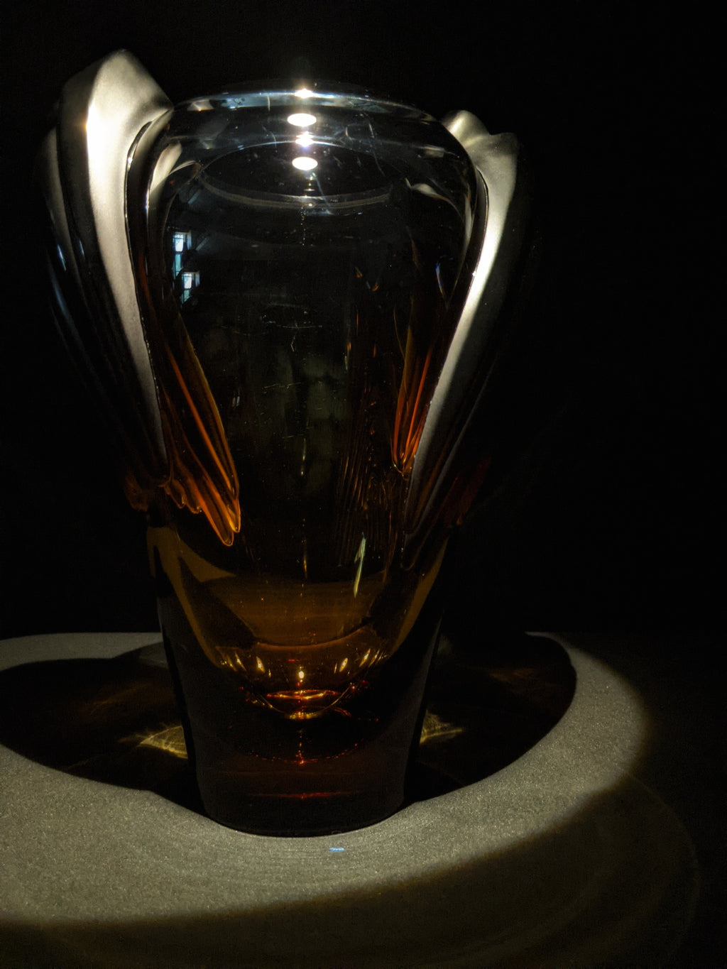 LALIQUE "Marrakech" Vintage Sculptural Art Glass Vase by Marie-Claude Lalique