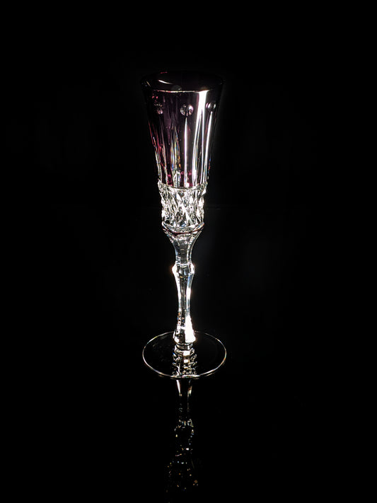 Faberge Xenia Purple  Cut to Clear Crystal Flute