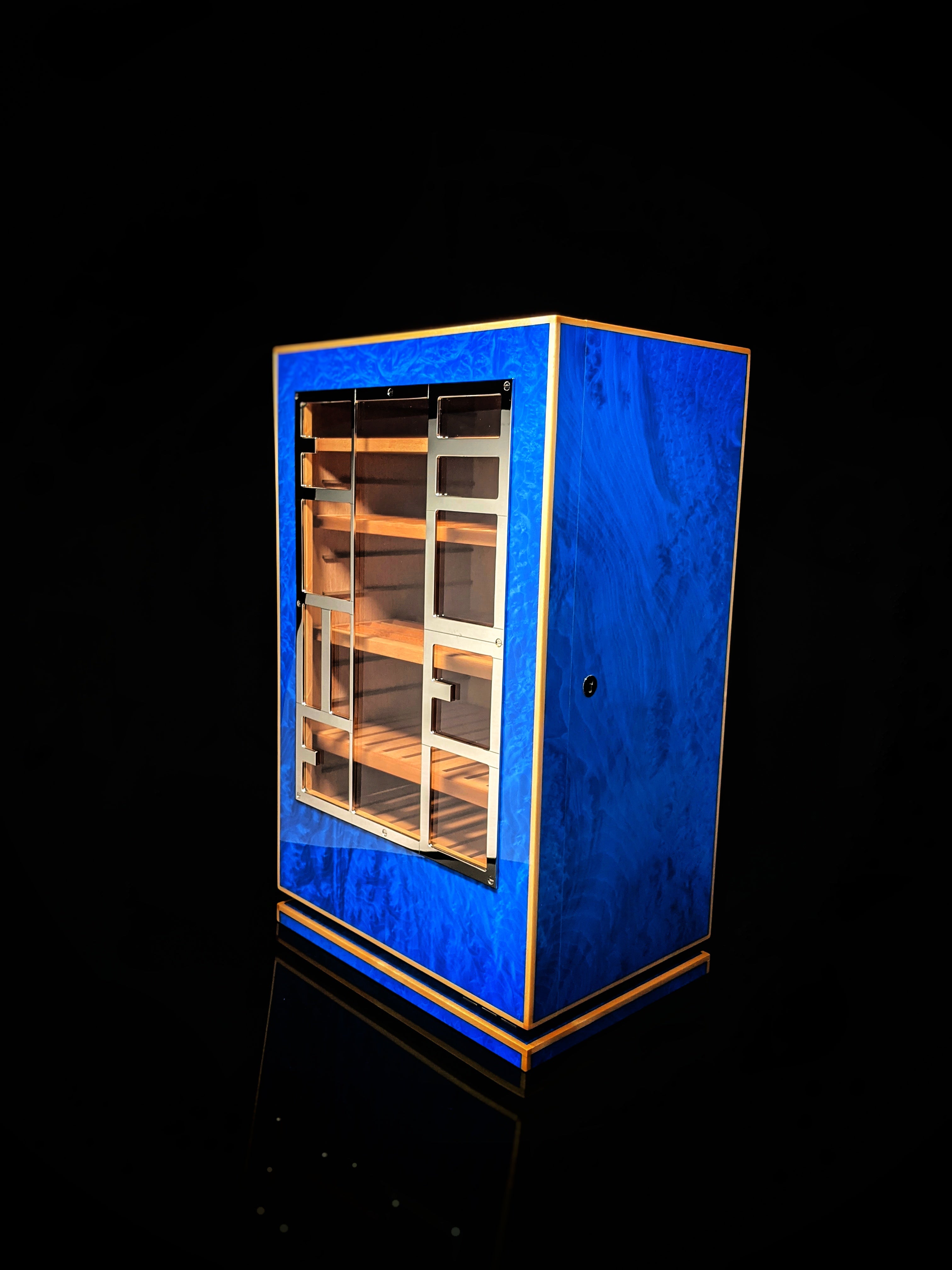 Elie Bleu Blue Madrona Cabinet Humidor 150 Count