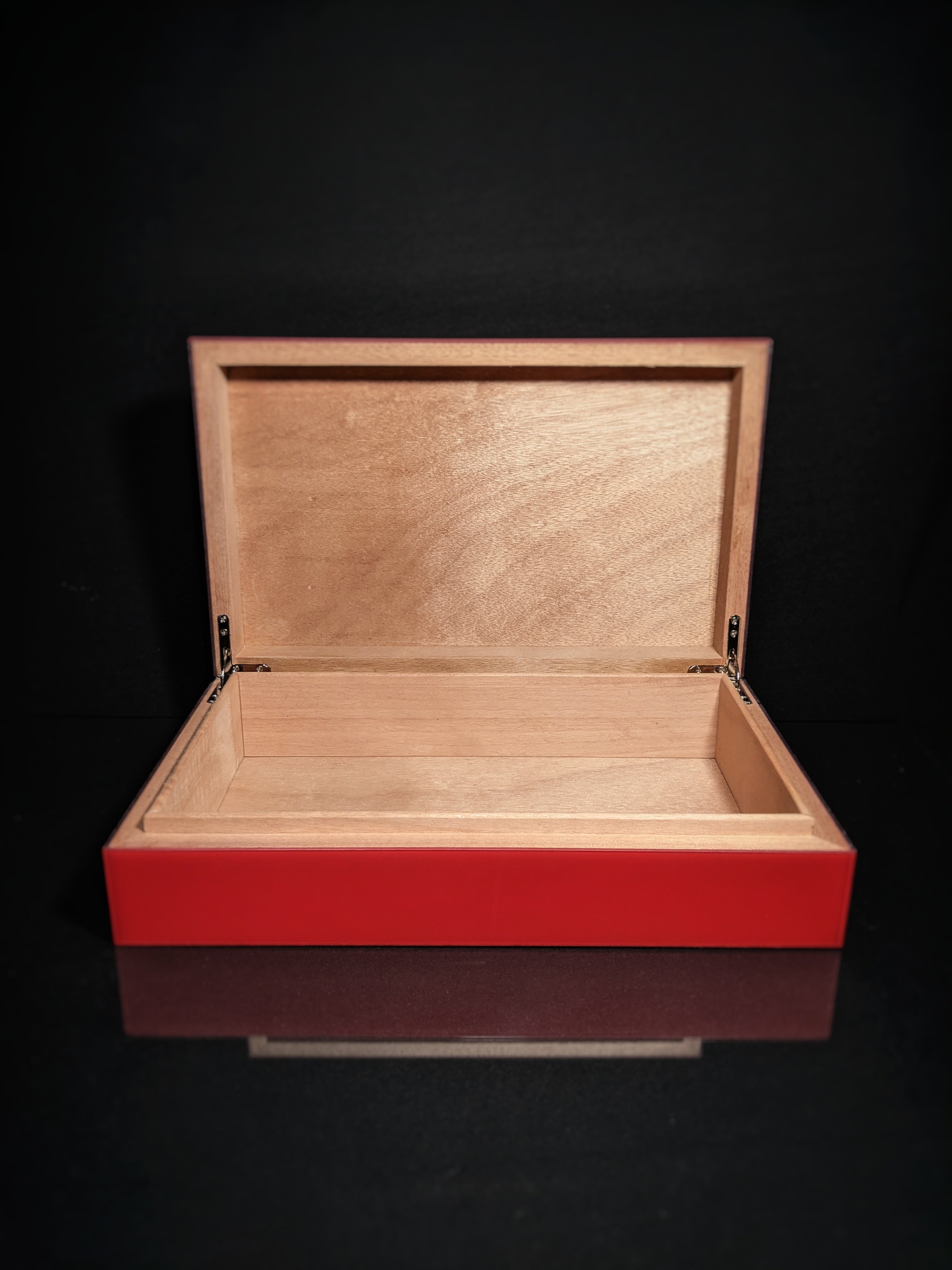 Red Lacquer Finish Wood Humidor Showroom Model