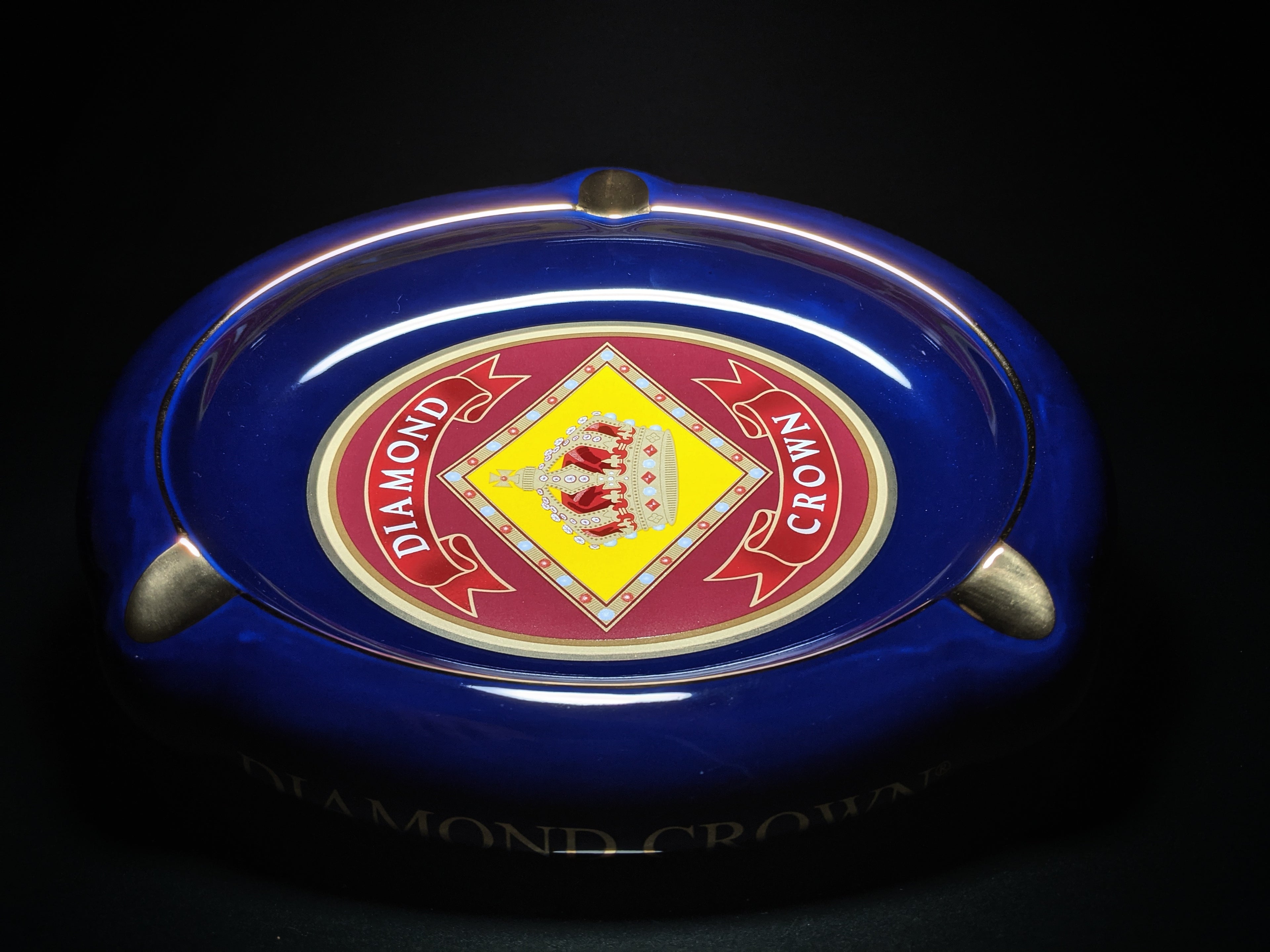 Diamond Crown Blue Ceramic Ashtray
