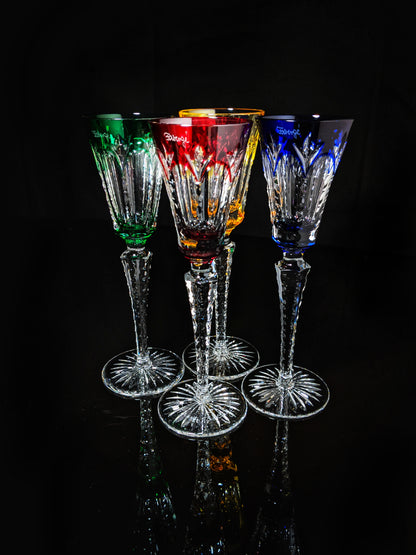 Faberge  Palais Royal  Crystal Colored Flutes signed by Tatiana Faberge NIB