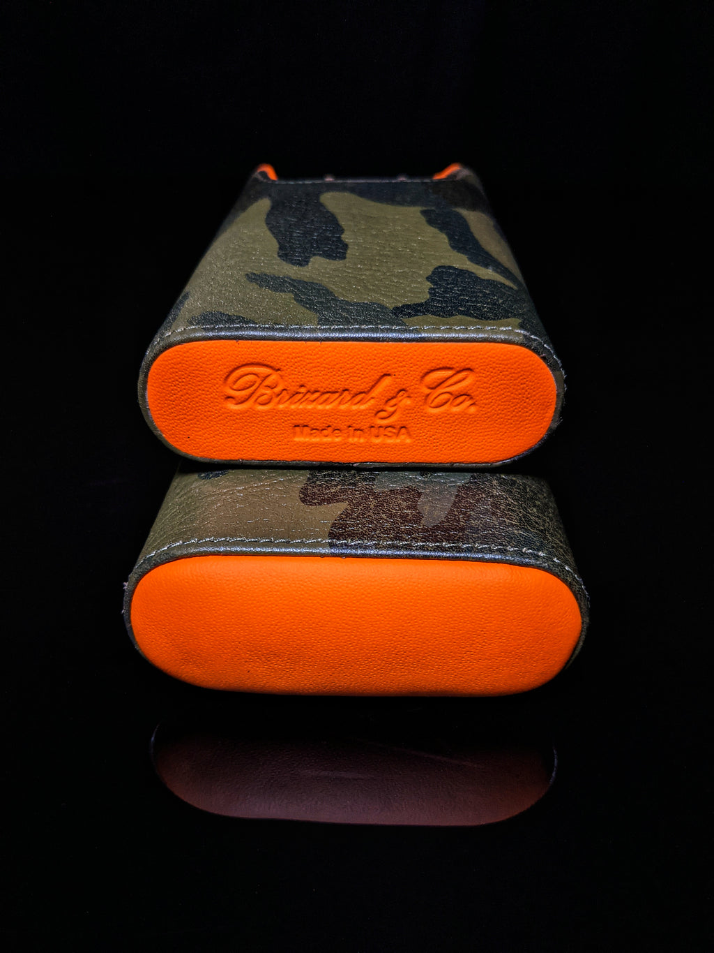 Brizard and Co. Show Band 3 Cigar Case — Camouflage & Orange Leather
