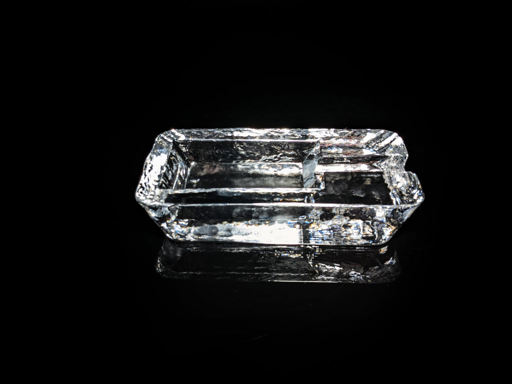 Heavy Clear Glass Cigar Ashtray Measures 7.5" L x 3.5" W x 1.5" H
