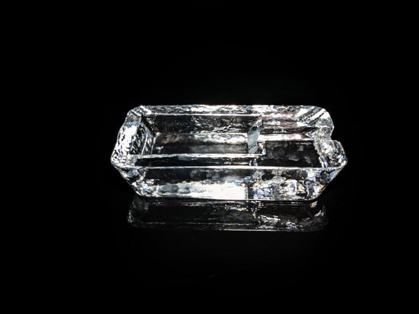 Heavy Clear Glass Cigar Ashtray Measures 7.5" L x 3.5" W x 1.5" H