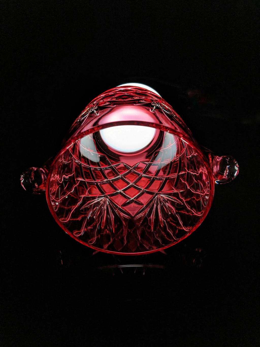 Faberge Odessa  Red Crystal Ice Bucket and Highball Glasses