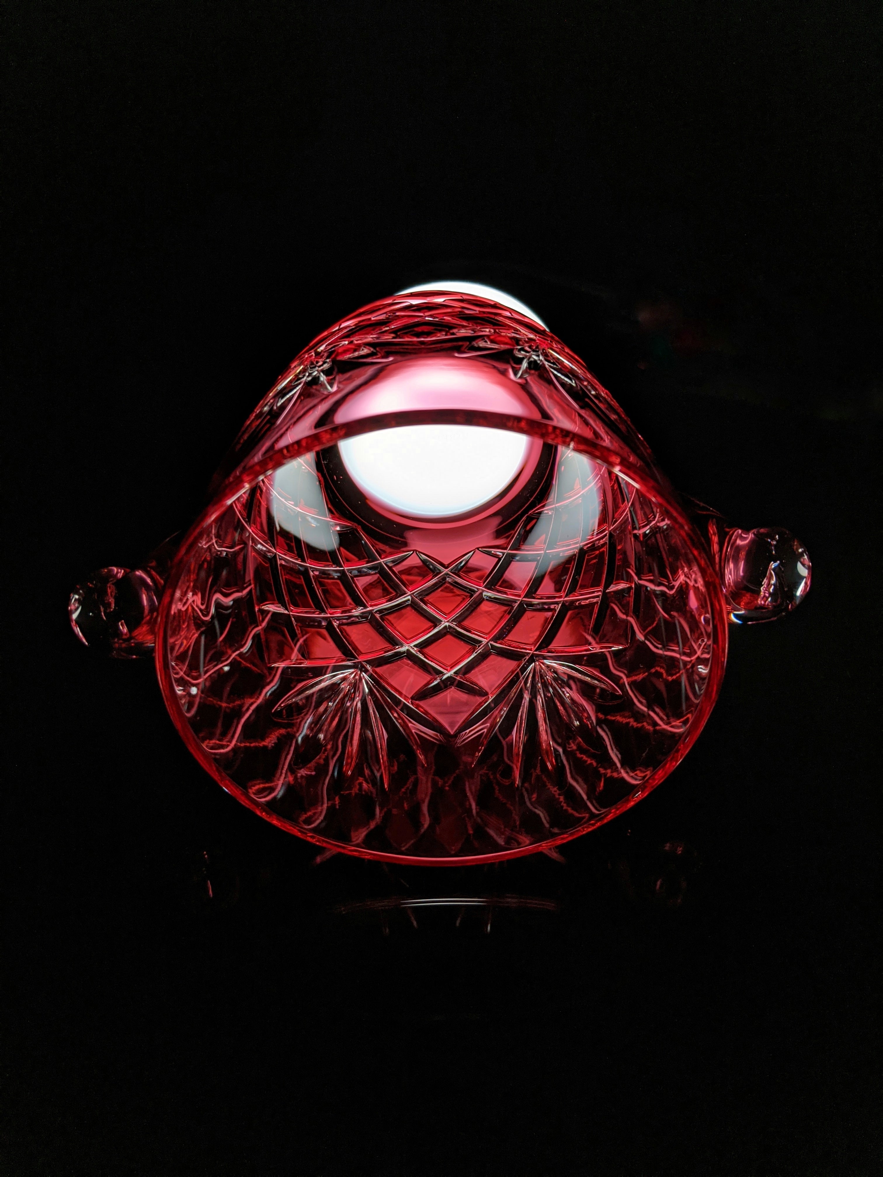 Faberge Odessa  Red Crystal Ice Bucket and Highball Glasses