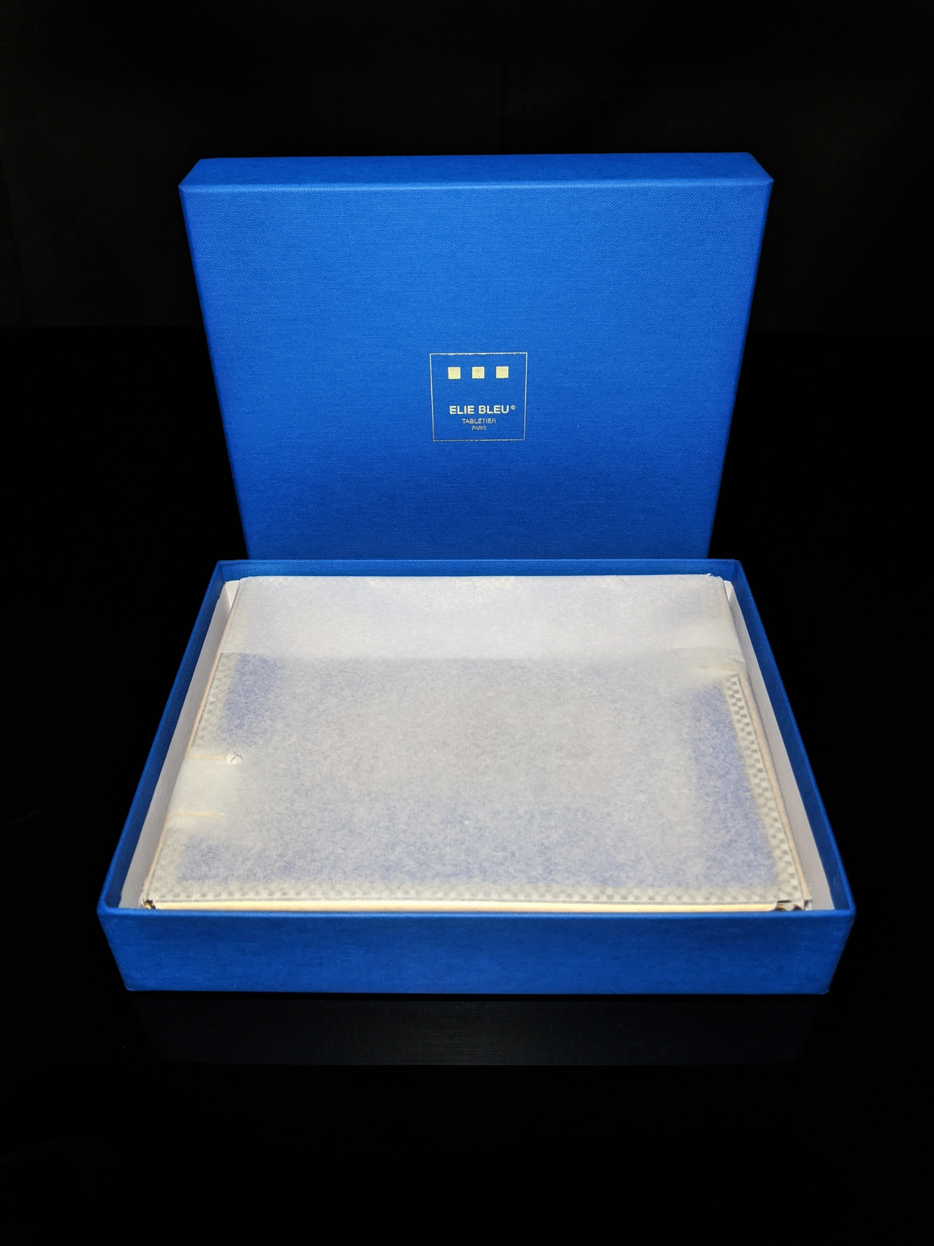 Elie Bleu Alba Porcelain Blue Ashtray with Gold Plated Rests NIB