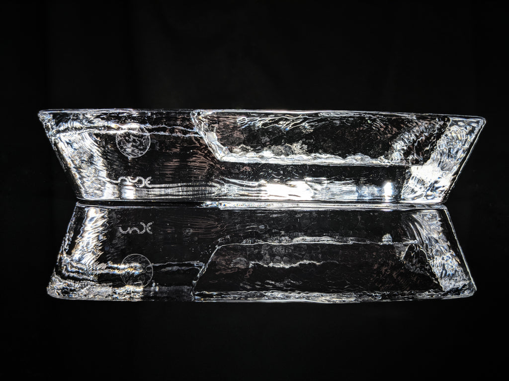 Heavy Clear Glass Cigar Ashtray Measures 7.5" L x 3.5" W x 1.5" H