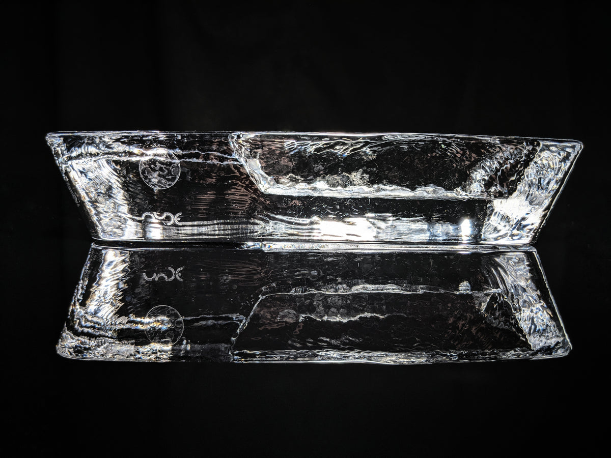 Heavy Clear Glass Cigar Ashtray Measures 7.5" L x 3.5" W x 1.5" H