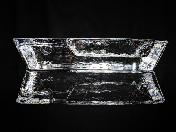 Heavy Clear Glass Cigar Ashtray Measures 7.5" L x 3.5" W x 1.5" H