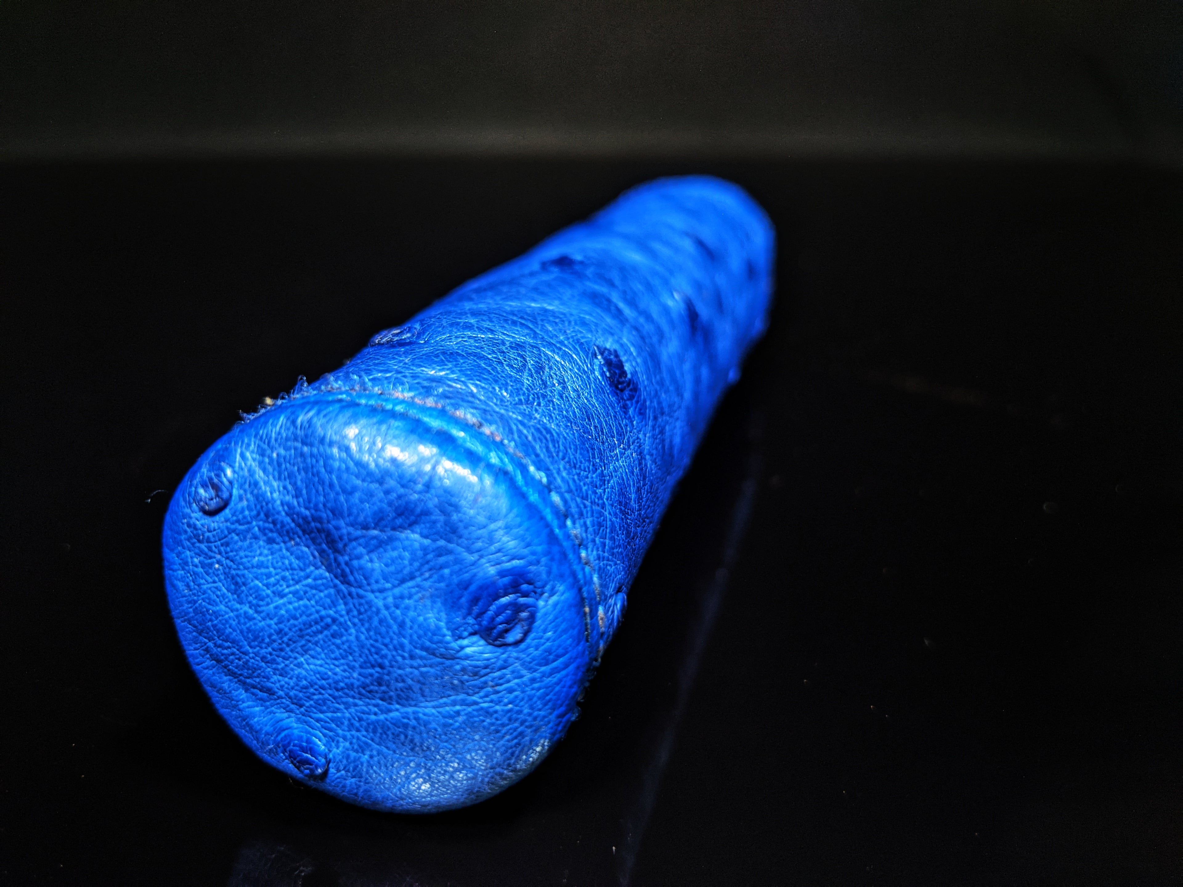 Brizard and Co Blue Ostrich Single Cigar Tube Holder