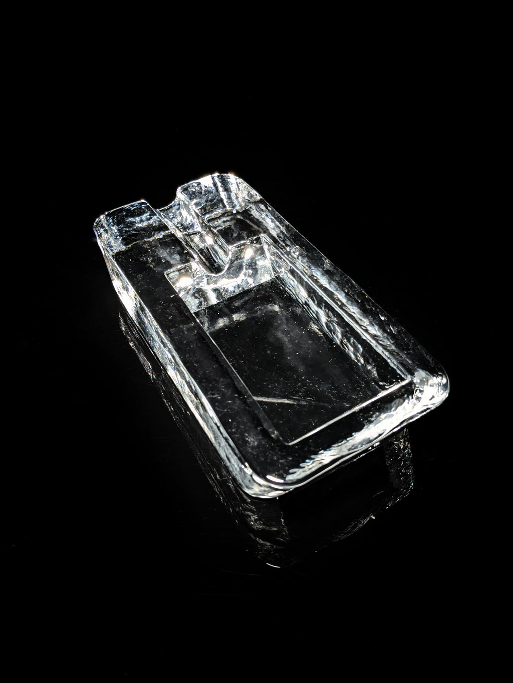 Heavy Clear Glass Cigar Ashtray Measures 7.5" L x 3.5" W x 1.5" H