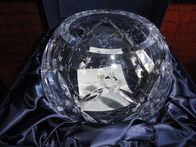 Faberge Pine Cone Crystal Rose Bowl in the original box