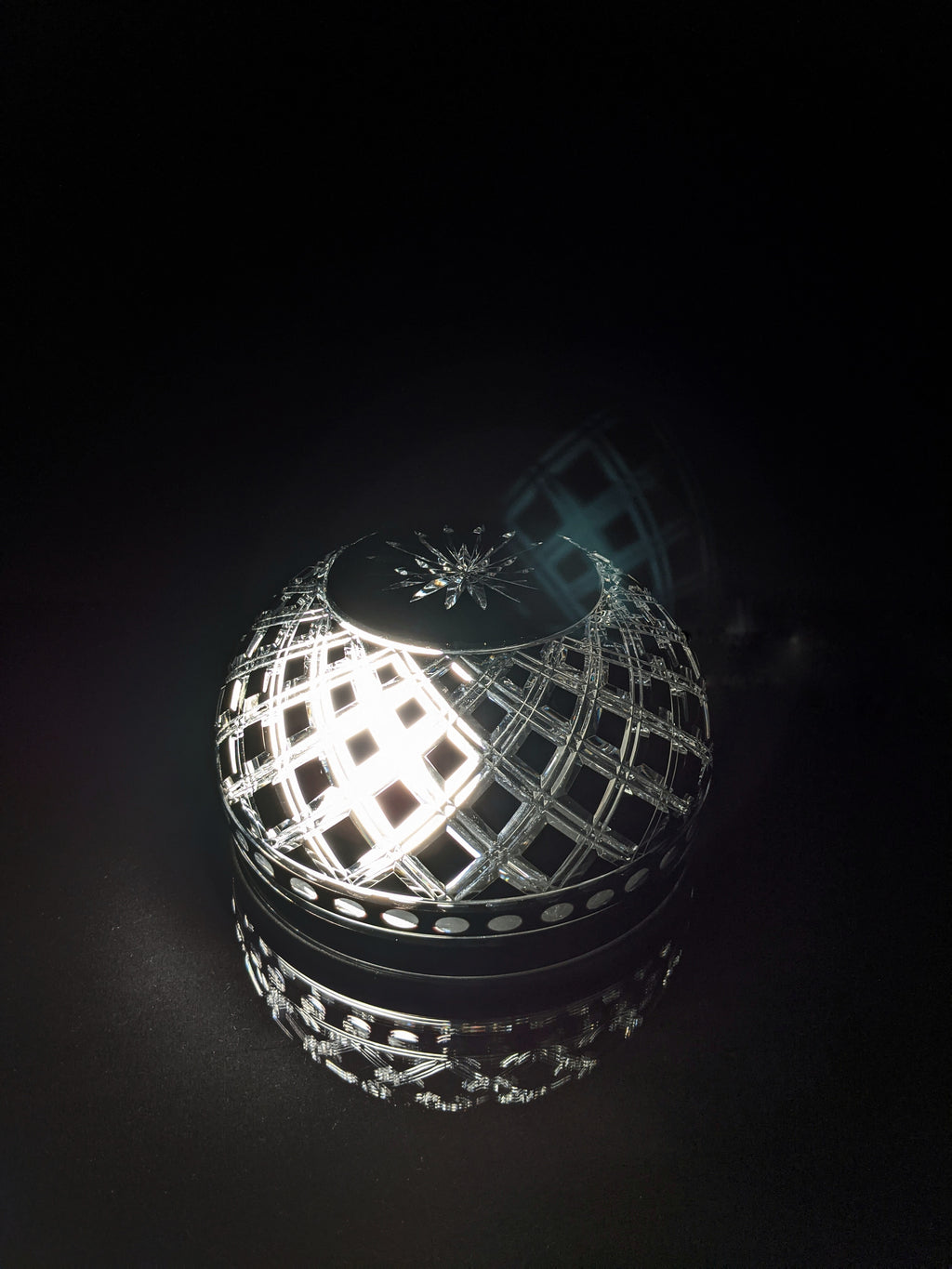 Black Crystal Clear Cut Bowl 9" diameter